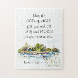 Romans 15:13 Gud of Hope Christian Bible Verse Pussel