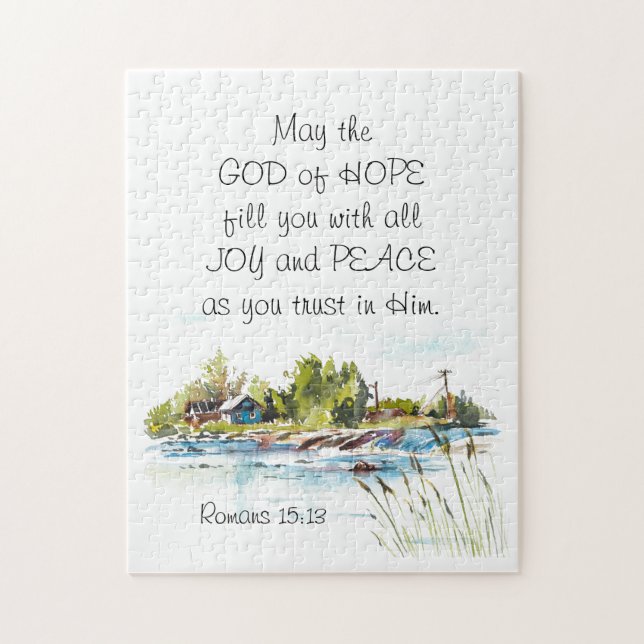 Romans 15:13 Gud of Hope Christian Bible Verse Pussel (Vertikal)