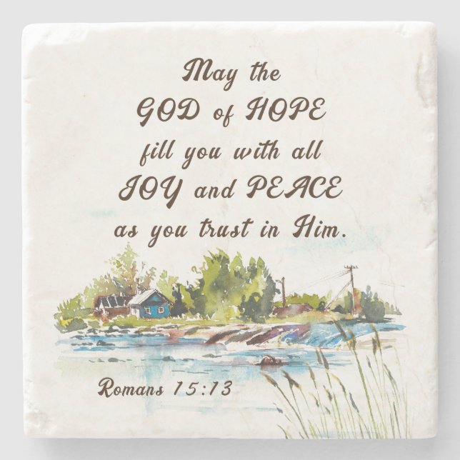 Romans 15:13 Gud of Hope Christian Bible Verse Stenunderlägg (Framsidan)