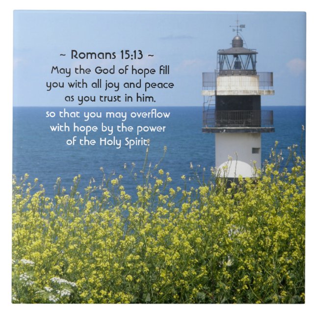 Romans 15:13 maj Hoppets Gud, fyr Kakelplatta (Framsidan)