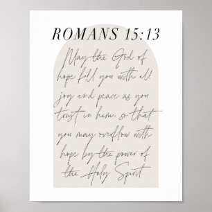 Romans 15:13 Minimal Boho Beige Arch-skript Poster