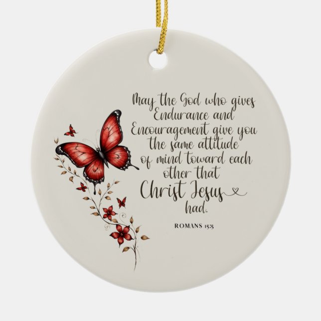 Romans 15:5 Bible Verse-bild Julgransprydnad Keramik (Framsidan)