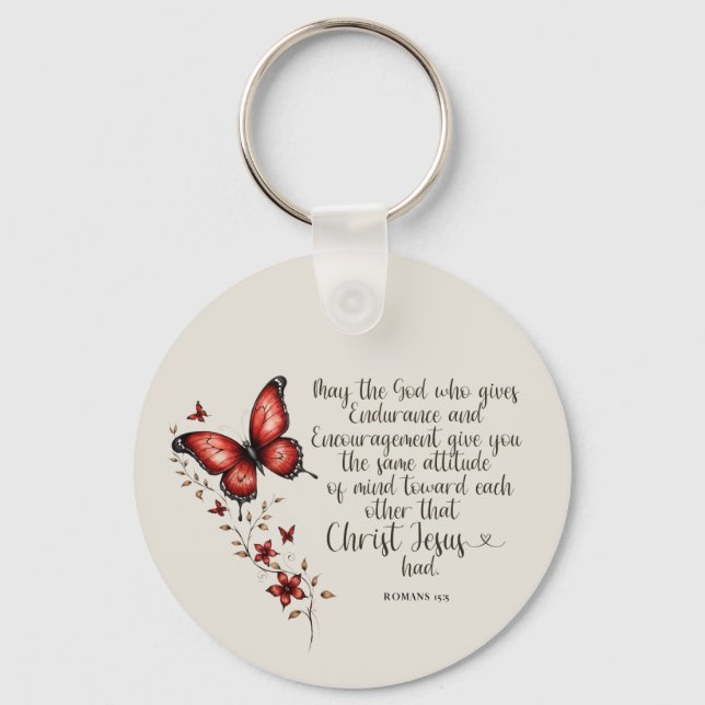 Romans 15:5 Bible Verse-bild Nyckelring (Framsida)