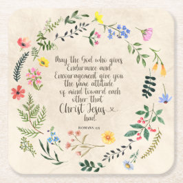 Romans 15:5 Bible Verse-bild Underlägg Papper Kvadrat