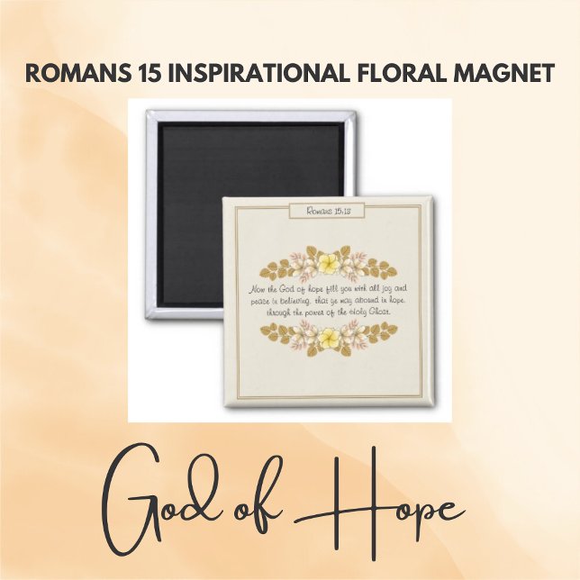 Romans 15 Gud of Hope Blommigt Inspirational Kitch Magnet (Skapare uppladdad)