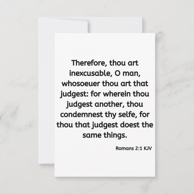 Romans 2:1 KJV Bible Verse Flat Greeting Card Kort (Framsida)