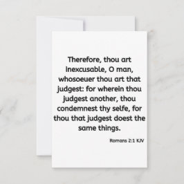Romans 2:1 KJV Bible Verse Flat Greeting Card Kort