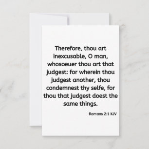 Romans 2:1 KJV Bible Verse Flat Greeting Card Kort