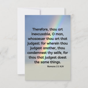 Romans 2:1 KJV Bible Verse Pic Flat Hälsning Kort