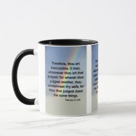 Romans 2:1 KJV Bible Verse Pic Two-Tone Mugg