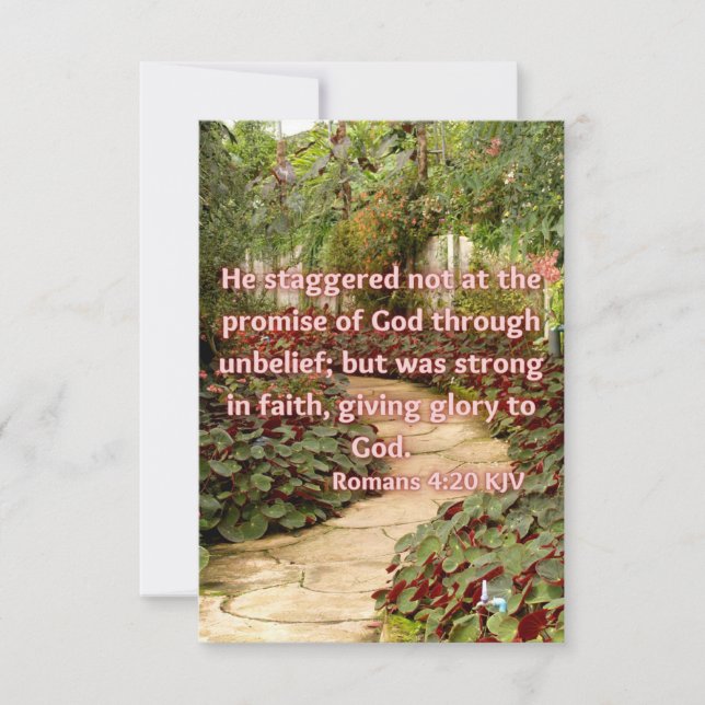 Romans 4:20 KJV Bible Verse Pic Flat Greeting Card Kort (Framsida)