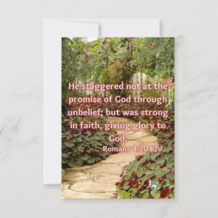 Romans 4:20 KJV Bible Verse Pic Flat Greeting Card Kort