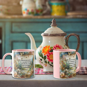 Romans 5:10 Elegant Rosa Guld Blommigt  Mugg