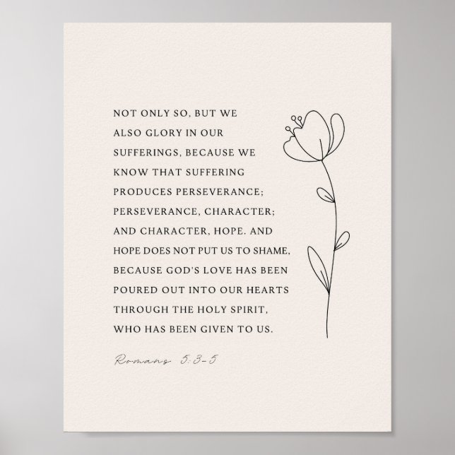 Romans 5:3-5 Bible Verse Poster (Framsidan)