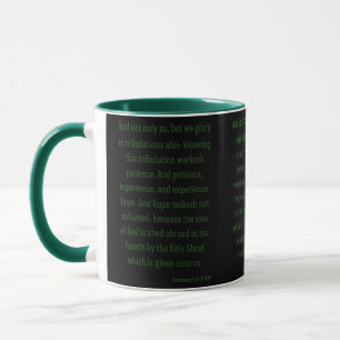 Romans 5:3-5 KJV Bible Verse Two-Tone Mugg