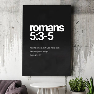 Romans 5:3 Minimalistisk kristen Canvas Wall Art