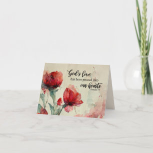 Romans 5:5 Guds Kärlek bible Verse Red Rosa Flower Kort
