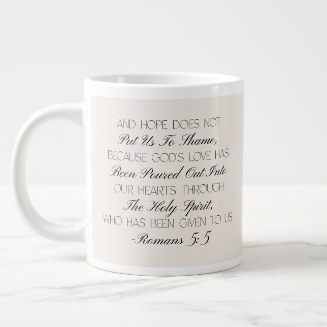 Romans 5:5 Hope Bible Verse Mug  Jumbo Mugg (Vänster)