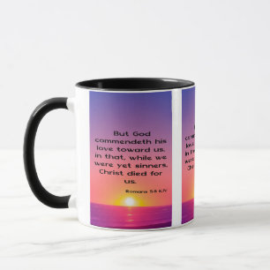 Romans 5:8 KJV Bible Scripture Pic Two Tone Mugg