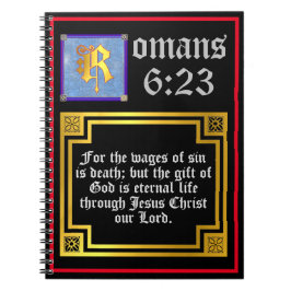 Romans 623 Guld Brev EternLife Bible Verse Anteckningsbok