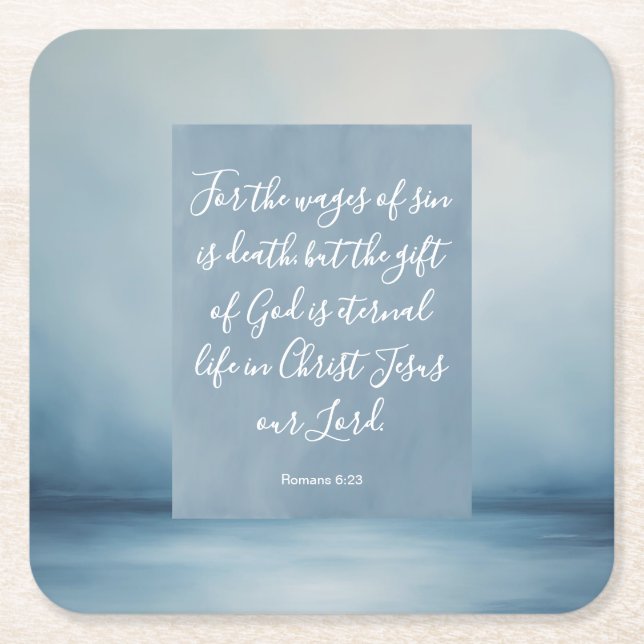 Romans 6:23 Anpassade Bible Verse Underlägg Papper Kvadrat (Framsidan)