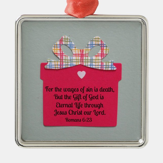 Romans 6:23 För synd är död... Julgransprydnad Metall (Framsidan)