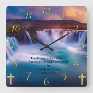 Romans 6:23 Guld Christian Faith Prayer Fyrkantig Klocka