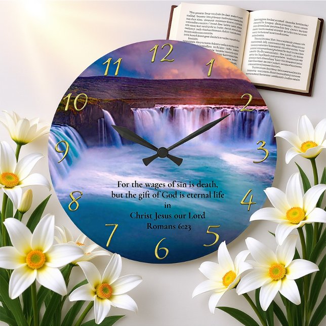 Romans 6:23 Guld Christian Faith Prayer Stor Klocka (Skapare uppladdad)