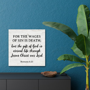 Romans 6:23 Kung James Bible Rustic Inspirational Poster