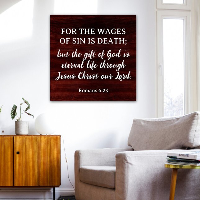 Romans 6:23 Kung James Bible Rustic Inspirational Poster (Skapare uppladdad)
