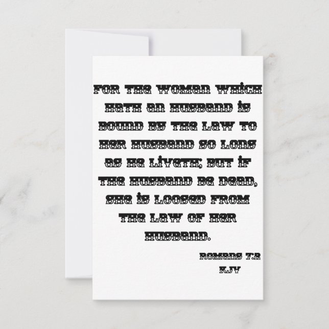 Romans 7:2 KJV Bible Scripture Greeting Card Kort (Framsida)