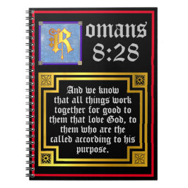 Romans 828 Guld belyst Brev KJV Bible Verse Anteckningsbok