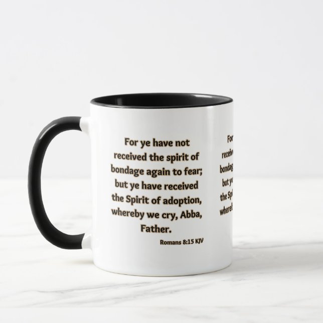 Romans 8:15 KJV Bible Scripture Two-Tone Mugg (Vänster)