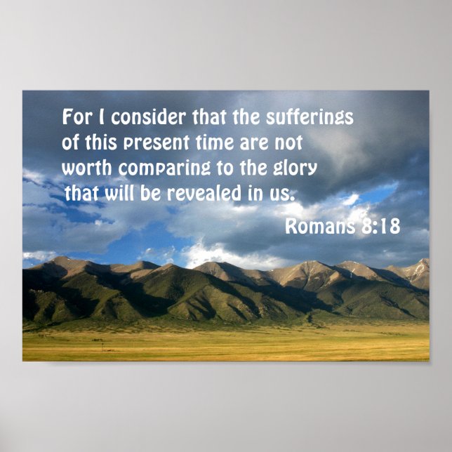 Romans 8:18 För jag anser att lidandet Poster (Framsidan)