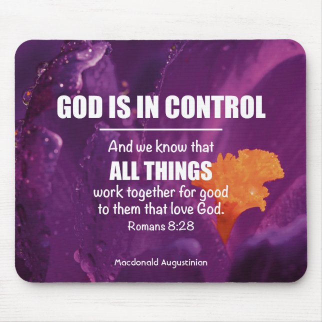 Romans 8:28 ALL SAK ARBETAR TILLSAMMANS Personlig Musmatta (Framsidan)
