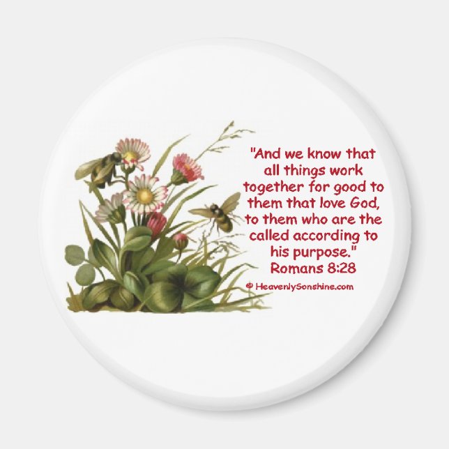 Romans 8:28 Bee Motif Magnet (Framsidan)