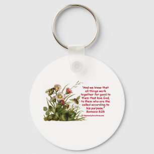 Romans 8:28 Bee Motif Nyckelring