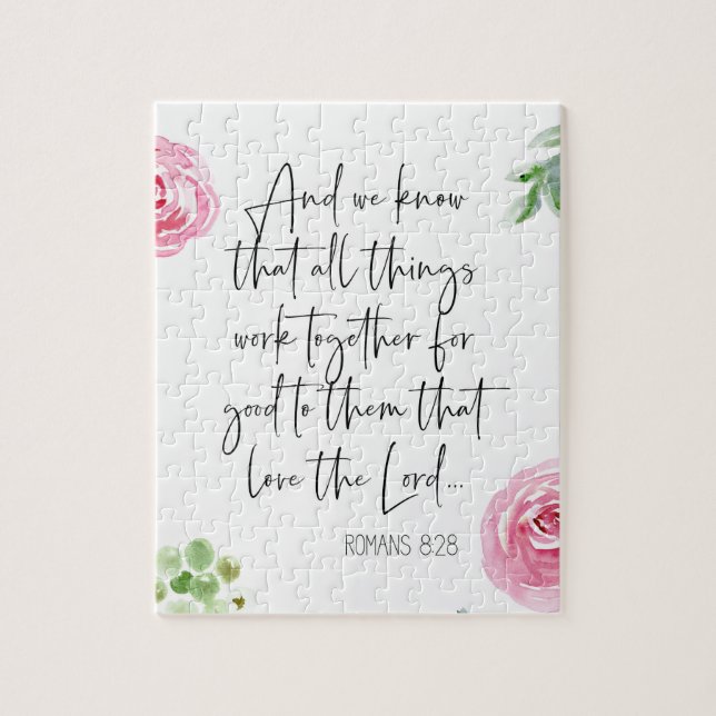 Romans 8:28 Bible Verse Puzzle Pussel (Vertikal)