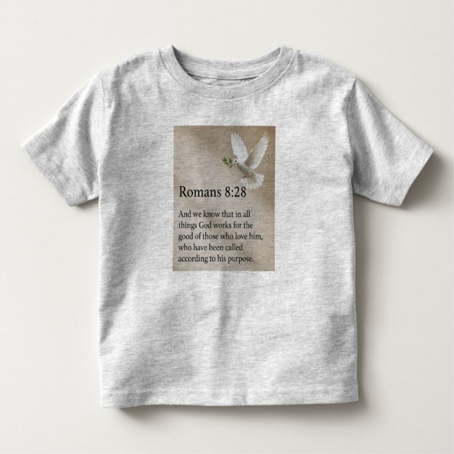 Romans 8:28 Bible Verse Toddler's Tee Shirt (Framsida)