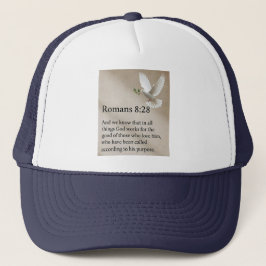 Romans 8:28 Bible Verse Trucker Hat Keps
