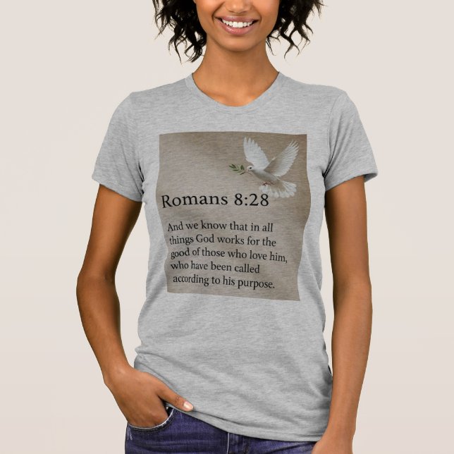 Romans 8:28 Bible Verse Women's Tee Shirt (Framsida)