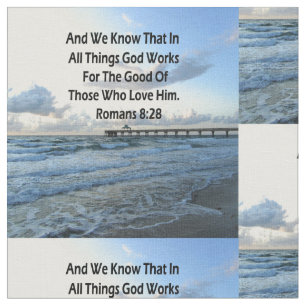 ROMANS 8:28 BLÅ HIMMEL SCRIPTURE VERSE TYG