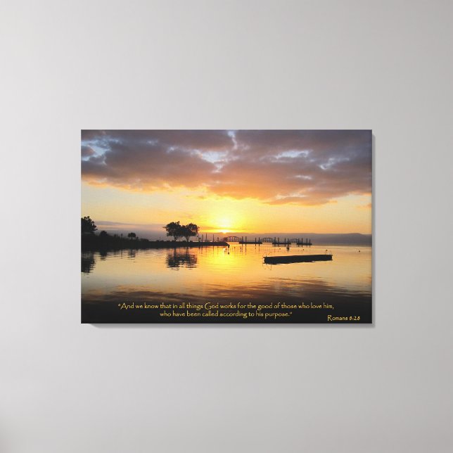 Romans 8:28 Christian Bible Verse Canvas Art (Framsida)