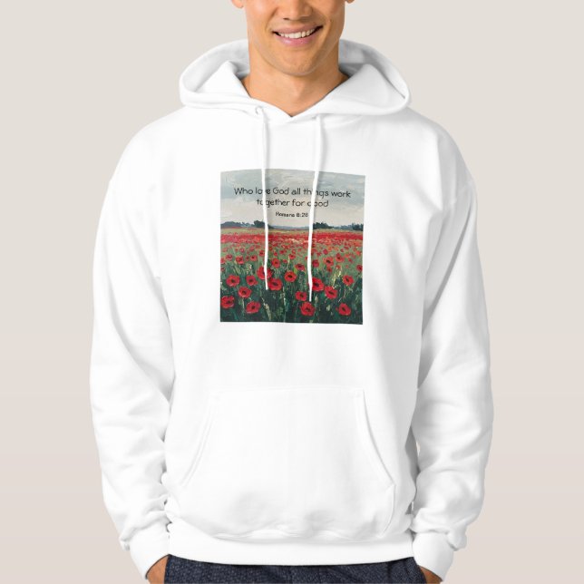 Romans 8:28 Christian Men's Hoodie (Framsida)