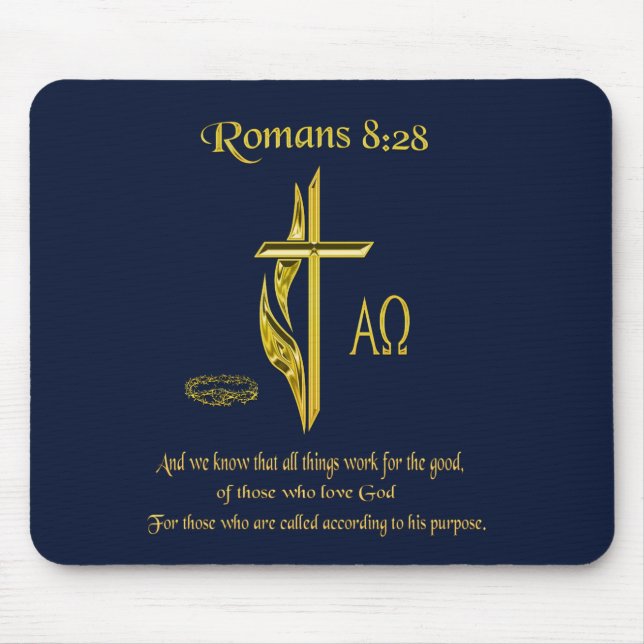 Romans 8:28 Christian Mousepad Musmatta (Framsidan)