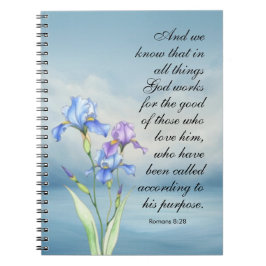 Romans 8:28 Iris Watercolor Anteckningsbok