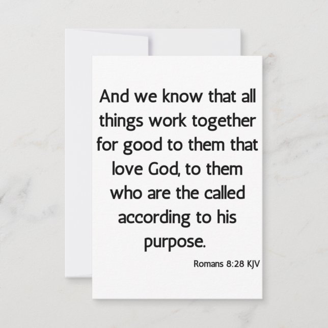 Romans 8:28 KJV Bible Verse Greeting Card Kort (Framsida)