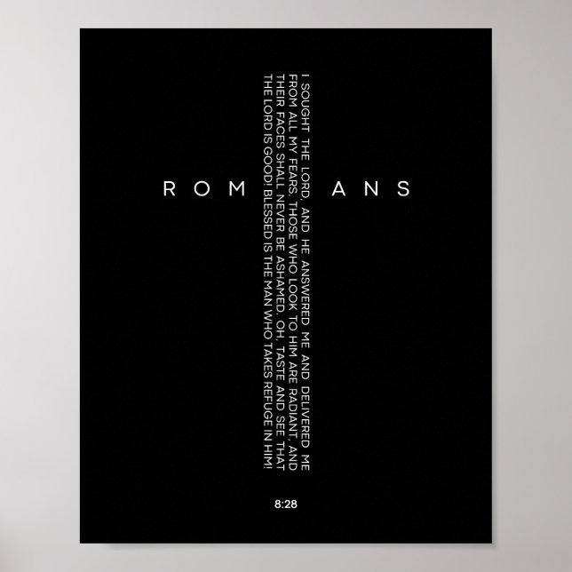 Romans 8:28 Kor Scripture Art Poster (Framsidan)