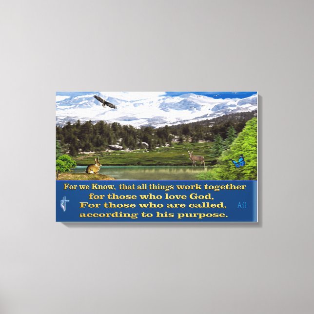 Romans 8:28 poster arbetsyta canvastryck (Framsida)
