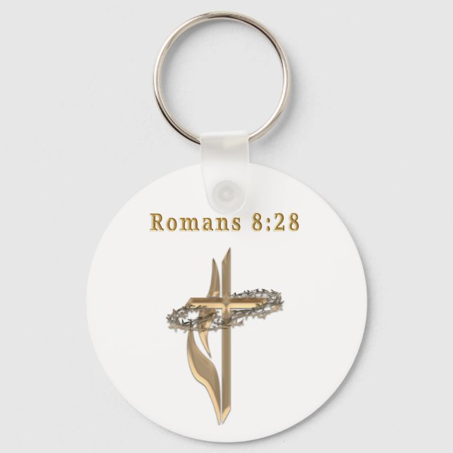 Romans 8:28 produkter nyckelring (Framsida)